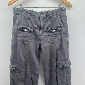 Honey‎ Peach Pants Womens M Stretch Gray Cargo Utility Pockets Comfort Outdoor